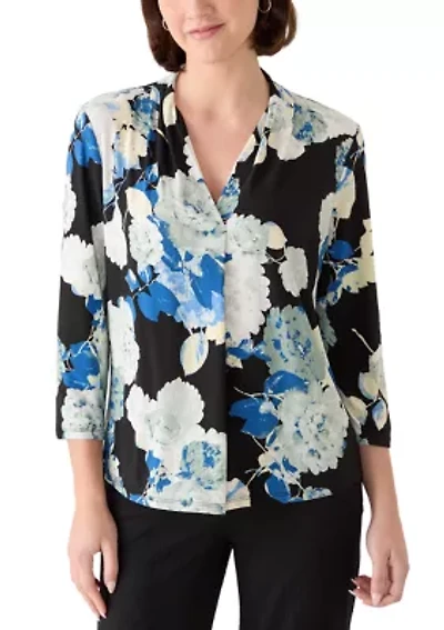 Women's Three-Quarter Sleeve Pleated Shirt