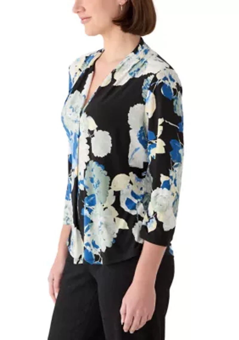 Women's Three-Quarter Sleeve Pleated Shirt