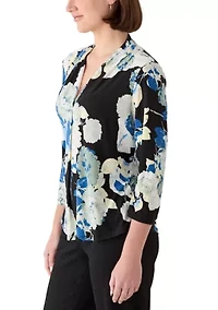 Women's Three-Quarter Sleeve Pleated Shirt