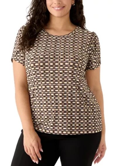 Plus Tulip Sleeve Print Blouse