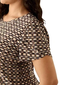 Plus Tulip Sleeve Print Blouse