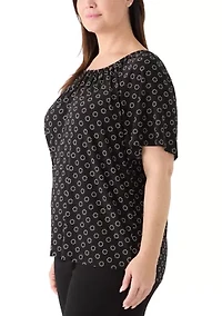 Plus Short Sleeve Keyhole Peasant Top