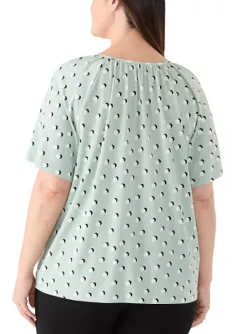 Plus Short Sleeve Keyhole Peasant Top