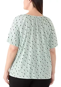 Plus Short Sleeve Keyhole Peasant Top