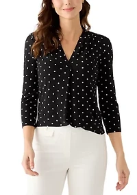 Women's 3/4 Sleeve Pleated Shoulder Blouse