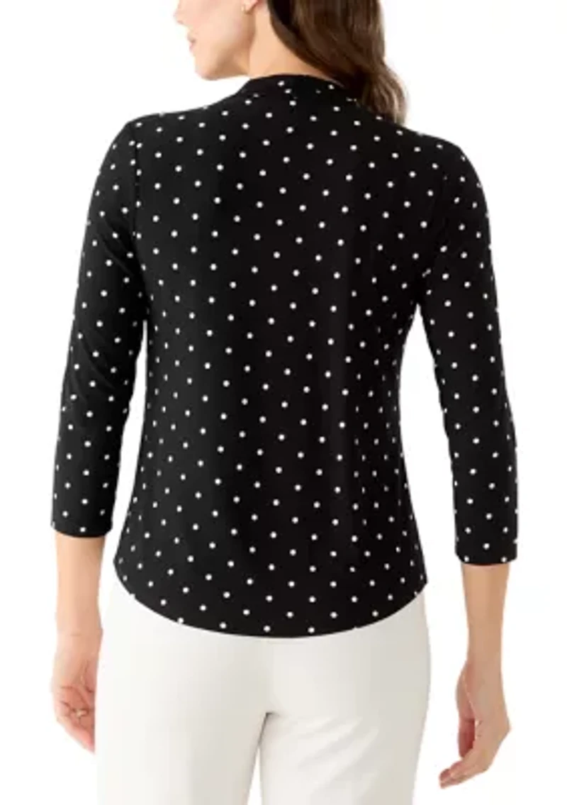 Women's 3/4 Sleeve Pleated Shoulder Blouse