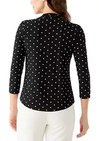 Women's 3/4 Sleeve Pleated Shoulder Blouse