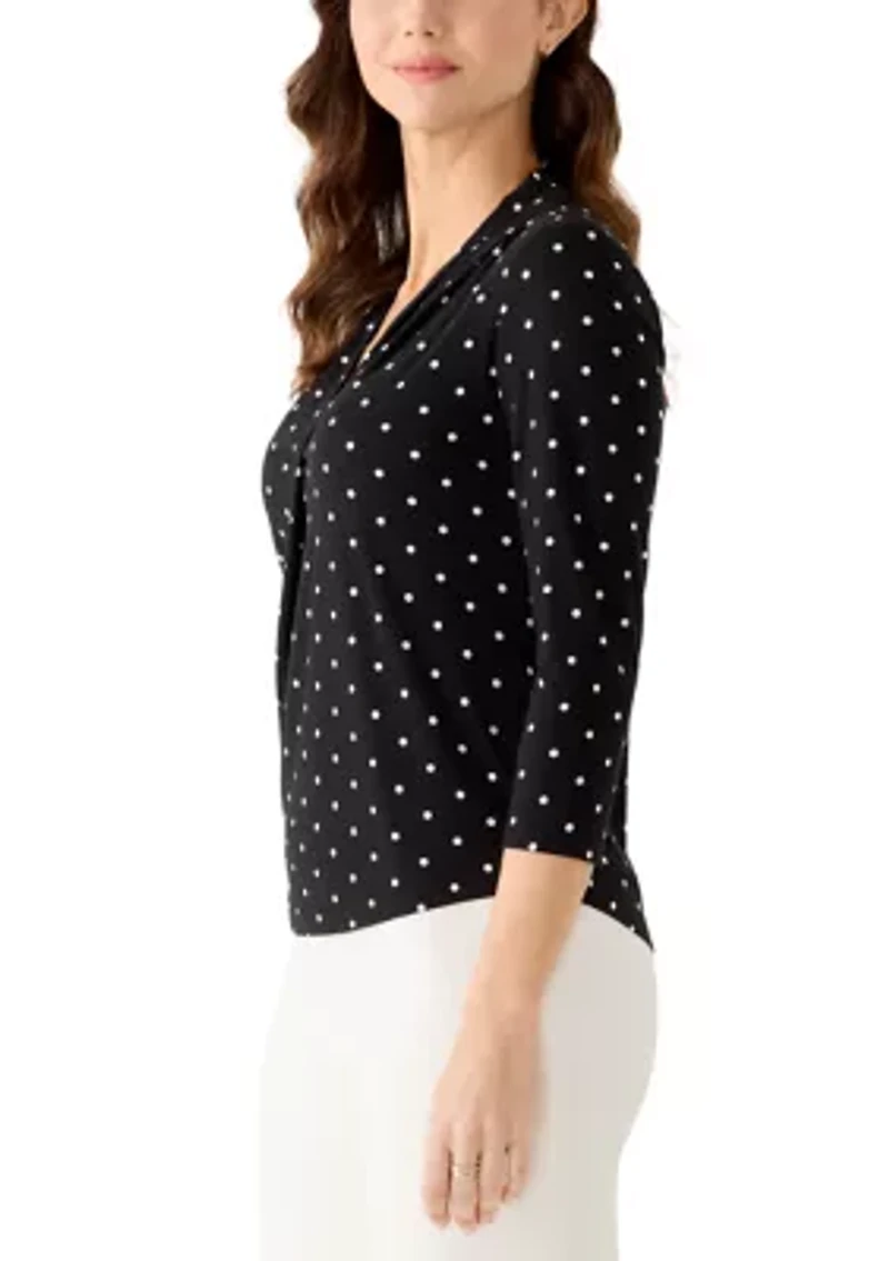 Women's 3/4 Sleeve Pleated Shoulder Blouse