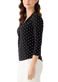 Women's 3/4 Sleeve Pleated Shoulder Blouse