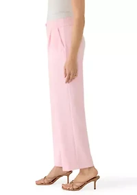 Petite High Rise Faux Fly Pleated Trousers