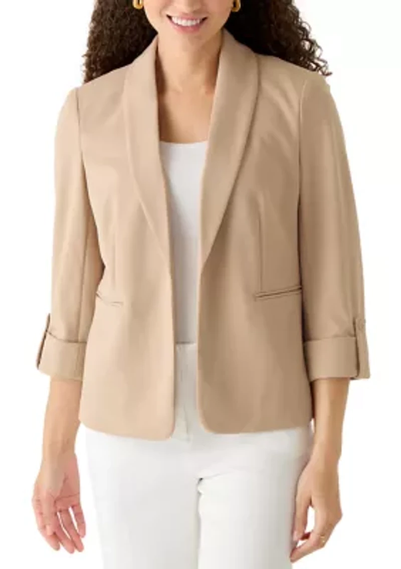 Petite Kissing Front Shawl Collared Jacket