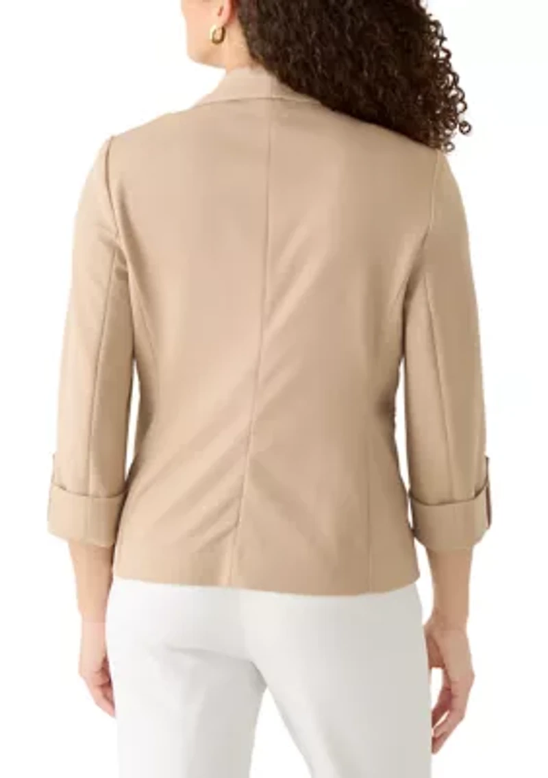 Petite Kissing Front Shawl Collared Jacket