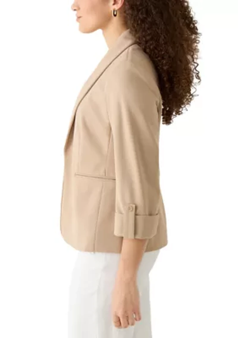 Petite Kissing Front Shawl Collared Jacket
