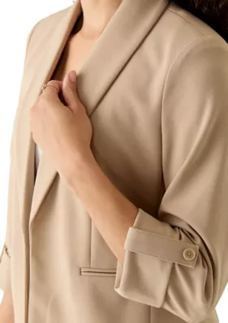 Petite Kissing Front Shawl Collared Jacket