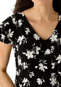 Petite Flutter Sleeve Swing Dress