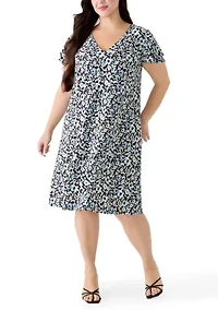 Plus Flutter Sleeve V-Neck Knit Dress