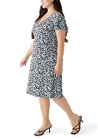 Plus Flutter Sleeve V-Neck Knit Dress