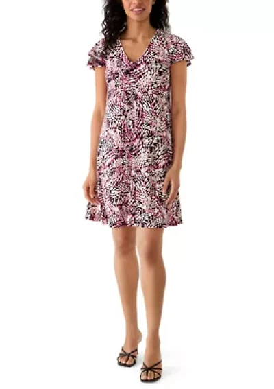 Women's Short Sleeve Print Mini Dress