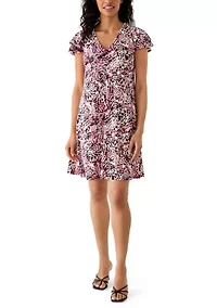 Women's Short Sleeve Print Mini Dress