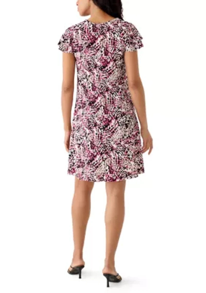 Women's Short Sleeve Print Mini Dress