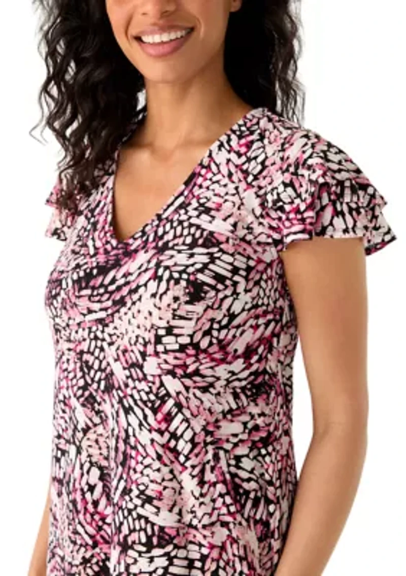 Women's Short Sleeve Print Mini Dress