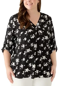 Plus Pleat Front Tunic Shirt
