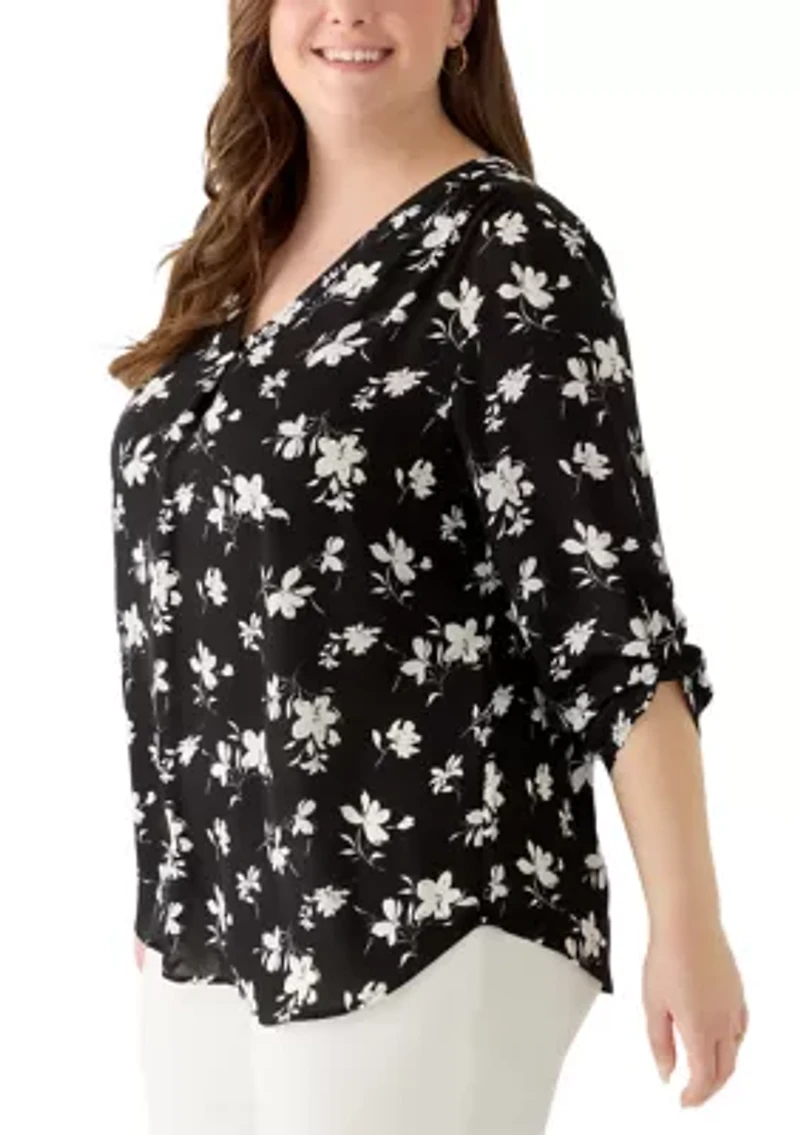 Plus Pleat Front Tunic Shirt