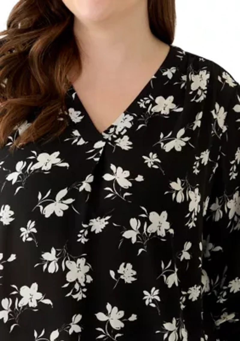 Plus Pleat Front Tunic Shirt