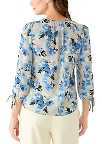 Women's 3/4 Sleeve V-Neck Print Blouse