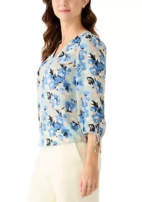 Women's 3/4 Sleeve V-Neck Print Blouse