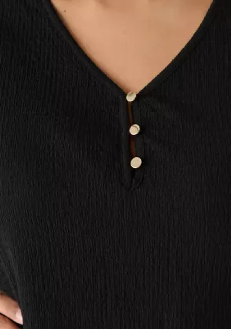 Plus Ruffle Sleeve Top Ridge Knit