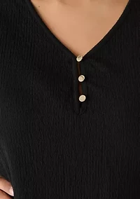 Plus Ruffle Sleeve Top Ridge Knit