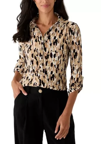 Women's 3/4 Button Down Collar Shirt