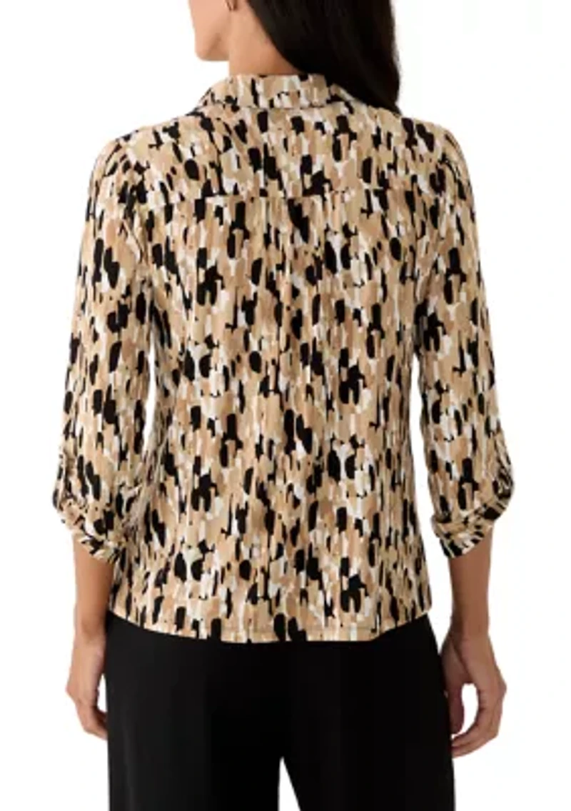 Women's 3/4 Button Down Collar Shirt