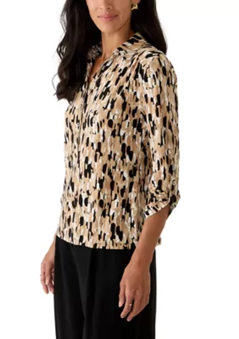 Women's 3/4 Button Down Collar Shirt