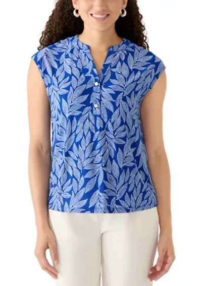 Petite Sleeveless Button Front Top
