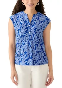 Petite Sleeveless Button Front Top