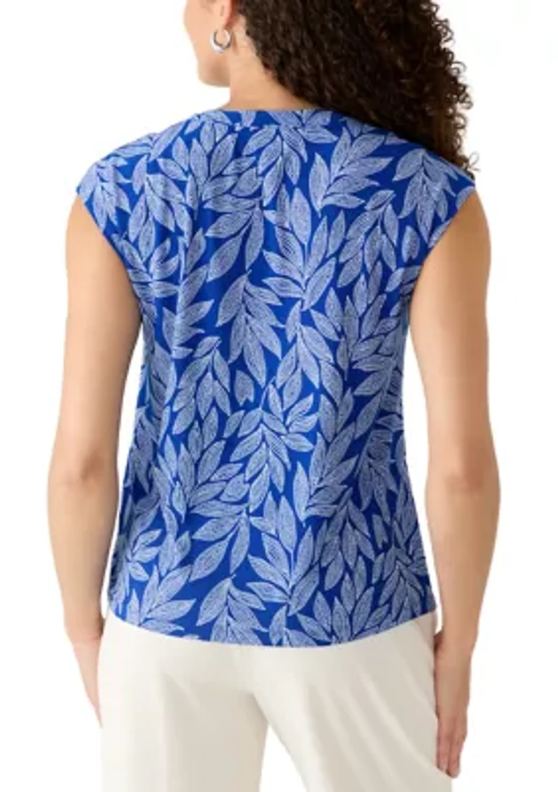 Petite Sleeveless Button Front Top