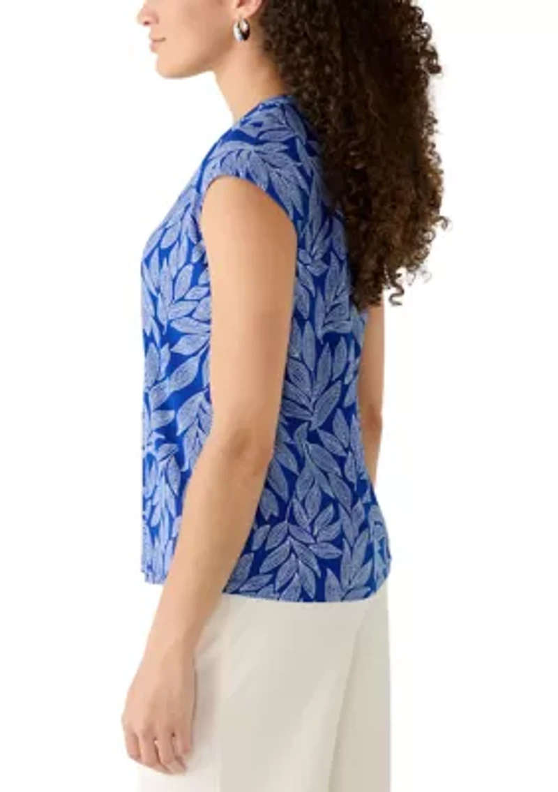 Petite Sleeveless Button Front Top