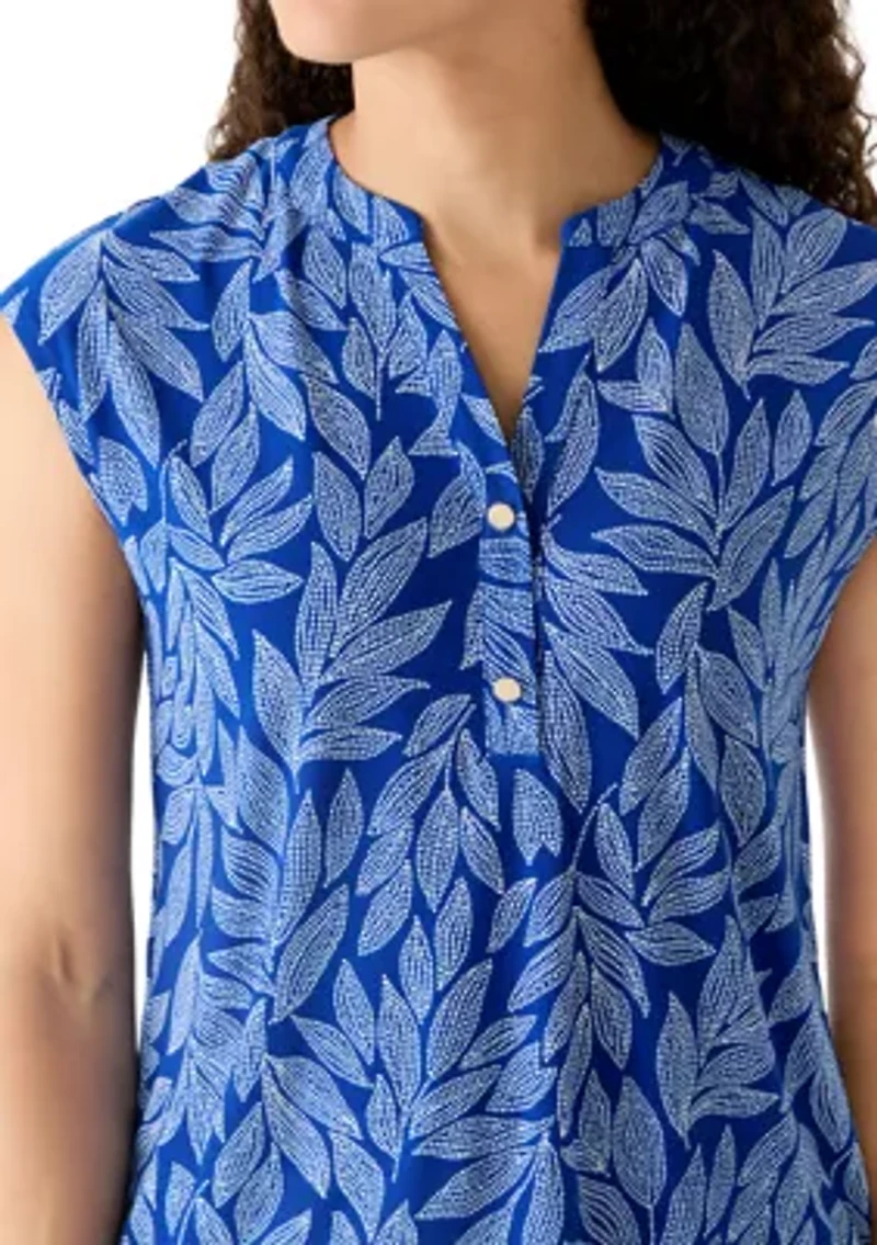 Petite Sleeveless Button Front Top