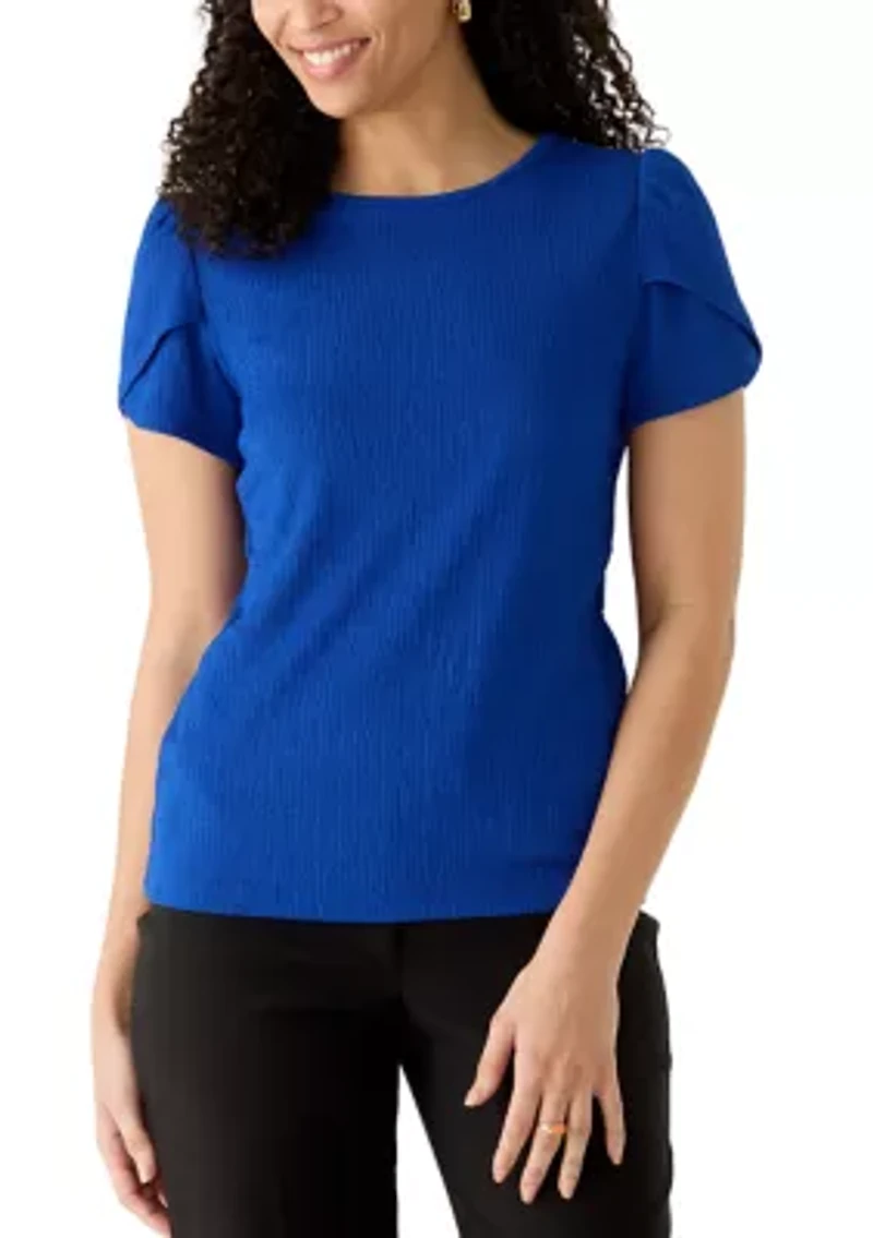 Women's Lakeshore Bubble Check Tulip Sleeve Top