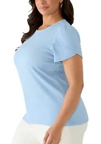 Plus Tulip Sleeve Textured Knit Top