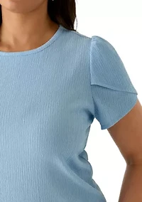 Plus Tulip Sleeve Textured Knit Top