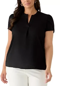 Plus Short Ruffle Sleeve Knit Top