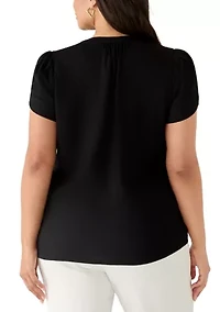Plus Short Ruffle Sleeve Knit Top