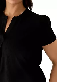 Plus Short Ruffle Sleeve Knit Top