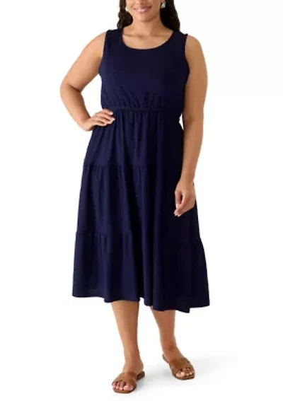Plus Sleeveless Knit Tiered Dress