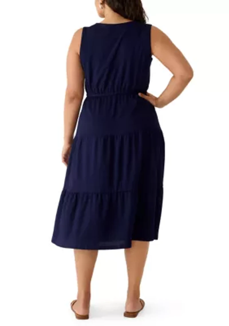 Plus Sleeveless Knit Tiered Dress