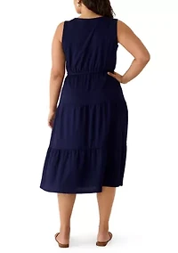 Plus Sleeveless Knit Tiered Dress