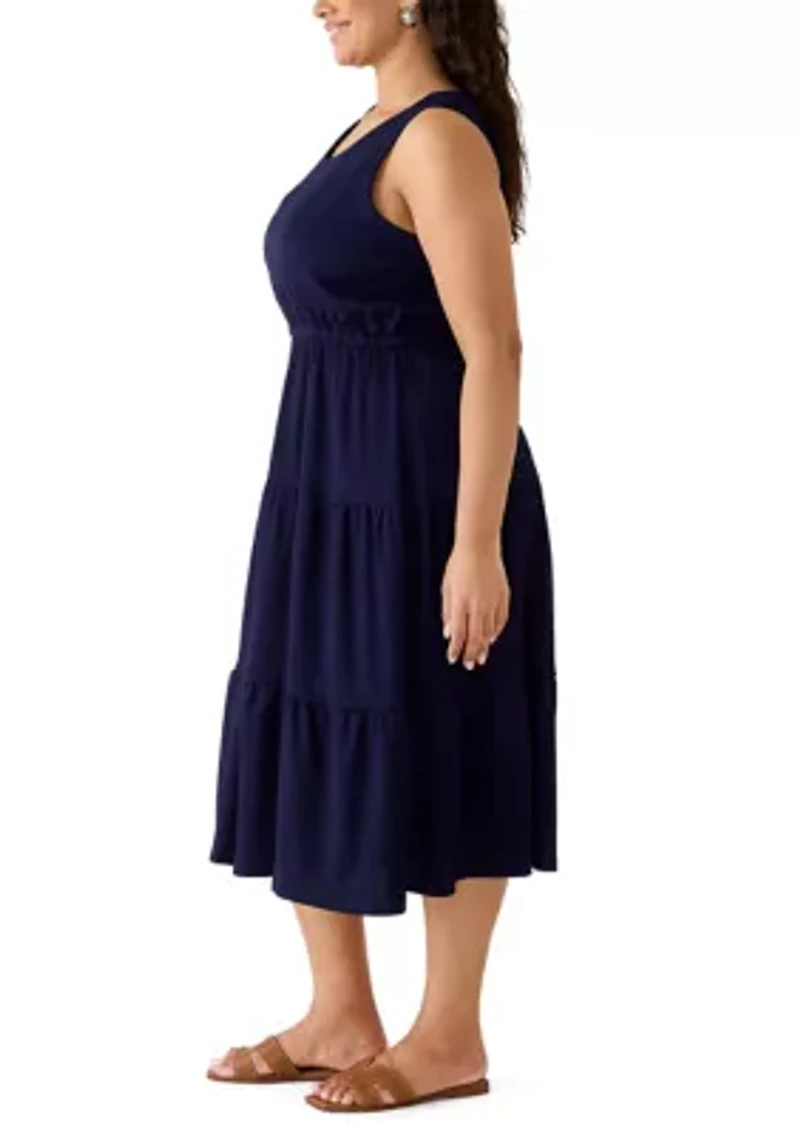 Plus Sleeveless Knit Tiered Dress